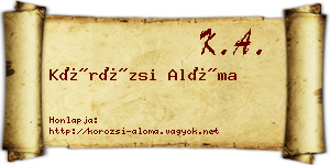 Körözsi Alóma névjegykártya